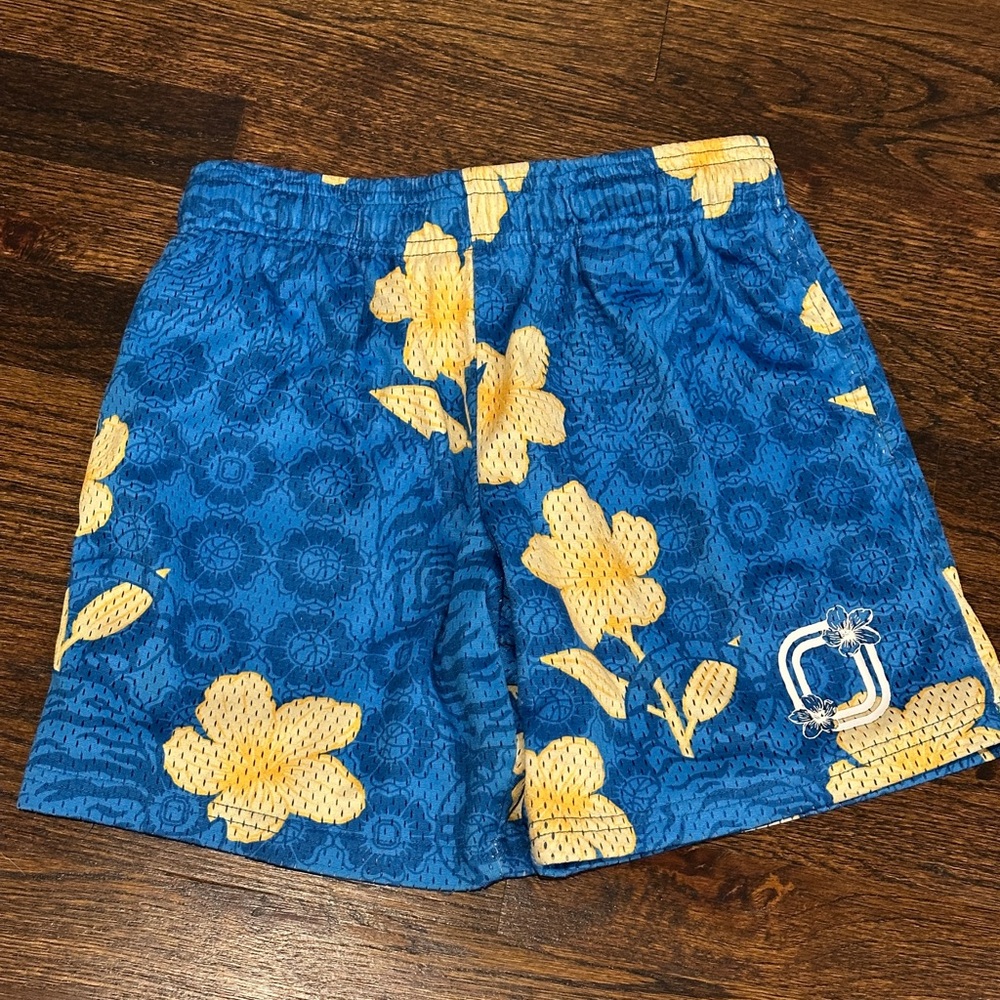 Overtime boys Blue and Yellow Floral Mesh Shorts